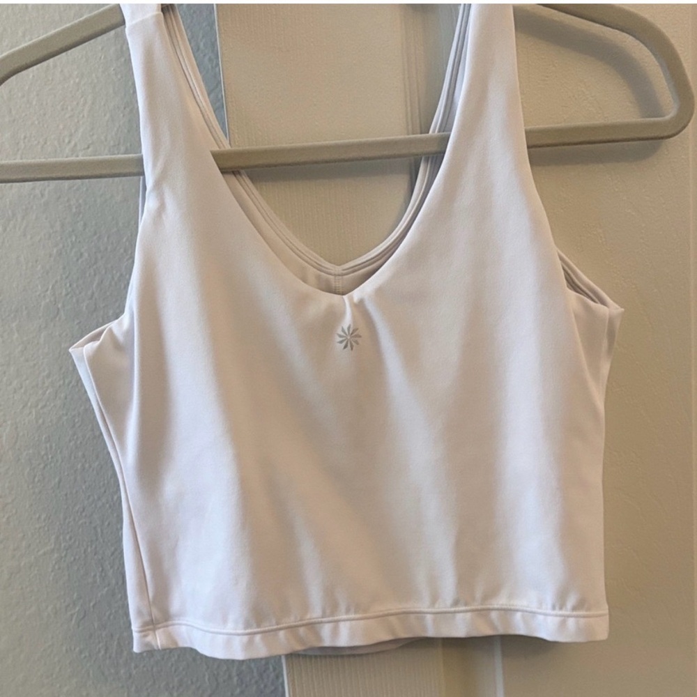 Athleta White Transcend V-Neck Crop Sports Bra D-DD - Picture 2 of 4
